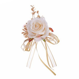 Corsages et Boutonnières en Tissu Polyester Champagne, Fleurs de Poignet Rose pour Mariage, Corsage pour Femmes Invitées, Décoration de Mariage - Product Image 6