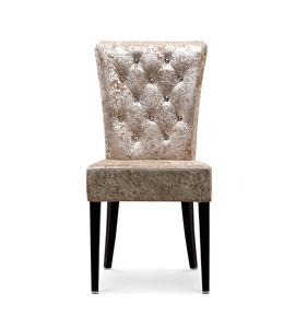 XINMOLL-Silla de comedor de terciopelo con respaldo alto, asiento tapizado con tachuelas para cocina, restaurante, dormitorio, sala de estar, color Beige - Product Image 3