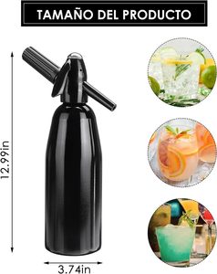 Professional 1 Liter Aluminium <strong>Soda</strong> <strong>Syphon</strong> for Bar and Catering, Sparkling Water and Cocktail Maker - Product Image 3