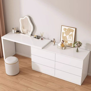 Moderno Simple Dormitorio Tocador Crema Retráctil <span class=keywords><strong>Maquillaje</strong></span> Escritorio Integrado Cubo Gabinete de Almacenamiento Pequeño Apartamento Crema Panel - Product Image 2