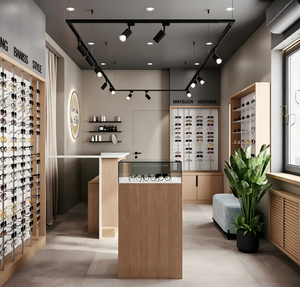 Muebles Personalizados para Ópticas y Exhibidores de Gafas, Interior de Lujo para Tiendas de Gafas de Sol con Iluminación LED y Diseño Ecológico - Product Image 1