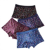 Caleçons Boxers Respirants en Coton et Spandex pour Hommes avec Logo Imprimé, Taille Tricotée Mi-Haute, Sous-vêtements à Taille Élastique Séchage Rapide
