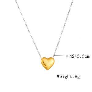 2024 nuevo collar con colgante de corazón de oro de acero inoxidable Simple sin deslustre 18K chapado en oro O cadena boda para mujer - Product Image 5