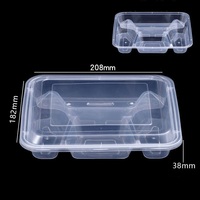 Vente en gros de boîte d'emballage en plastique de qualité alimentaire rectangle à 2 compartiments boîte d'emballage multifonctionnelle pour bento de fruits avec couvercle