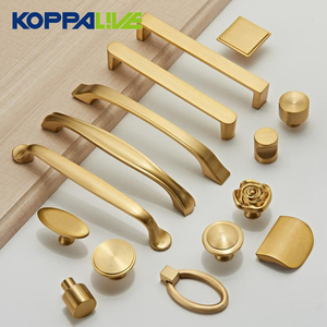 Koppalive Poignées de tiroir en laiton massif Poignées d'armoire modernes 96mm 128mm Quincaillerie de cuisine Boutons dorés robustes pour armoire/placard - Product Image 1