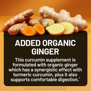 Capsules de curcuma avec extrait de poivre noir BioPerine pour la santé cardiovasculaire des adultes, soutien articulaire, absorption avancée - Product Image 2