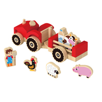 Haute qualité en bois ferme remorque jouets enfants en bois animaux de ferme tracteurs camions jouets