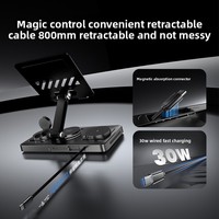 Chargeur sans fil en alliage d'aluminium avec support pour tablette pour iPad et téléphone, support rotatif pliable avec câble télescopique