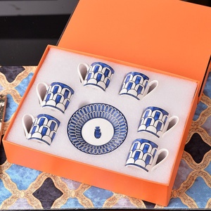 ชุดถ้วยกาแฟพร้อมจานรอง 6 ใบ พอร์ซเลนหรูหราขายดีที่สุด - Product Image 2