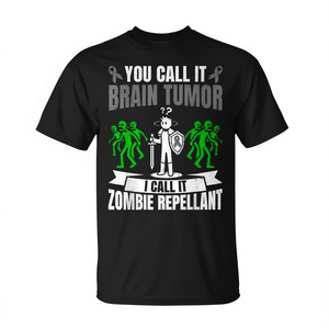 Camiseta Brain Tumor Warrior Brain Cancer para hombres y mujeres con diseño repelente de zombis, color negro, talla mediana - Product Image 2