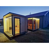 Sauna extérieur en cèdre rouge massif, très demandé, avec véranda, vue panoramique en verre pour 6 personnes, chauffage électrique, idéal pour le jardin, respectueux de l'environnement