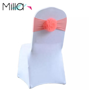 Cinta elástica 3d para silla, decoración para eventos, flor rosa, LICRA - Product Image 4