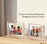 Cadre photo magnétique en acrylique à bords ondulés, ultra-transparent, effet vague d'eau, support de table pour souvenirs