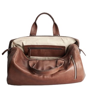 Sac de voyage simple en cuir PU, sac de week-end, 20 pouces, fermeture à glissière, multifonctionnel, doublure en polyester marron, sac de voyage - Product Image 5