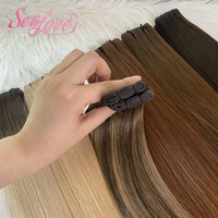 Extensions de cheveux Genius Weft en PU, 100% Remy, double trame, invisibles, fines, couleur russe, pour salon