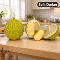 Set Mainan Buah Durian Potong-Potong Custom ABS PC 8.5cm dengan Velcro, Permainan Pura-Pura, OEM ODM, Kemasan Grosir, Perlengkapan Dapur