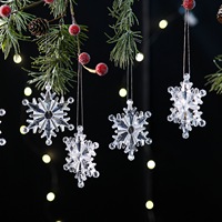 Nouvelles décorations de Noël transfrontalières en acrylique, 6 pièces, flocons de neige, pendentifs décoratifs pour arbre, ornements suspendus