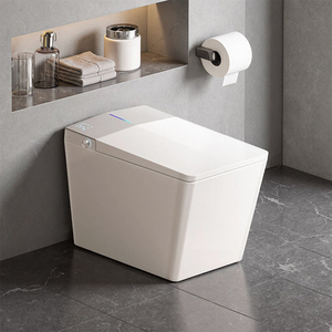 WC de luxe intelligent à pulvérisation d'eau automatique avec bidet chauffant, ensemble de cuvettes intelligentes carrées à poser au sol - Product Image 1
