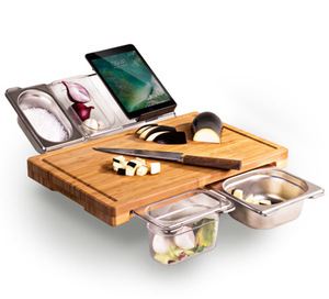 multipurpose chopping board utensils with tray kitchen Fruit bread vegetable bamboo cutting board with containers
