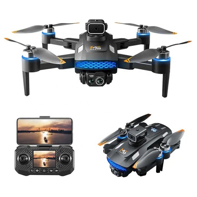 KK M6 Dual Camera Foldable 4K Mini Drone Brushless Motor Obstacle Avoidance Remote Controller Batteries-for Kids' RC Airplanes