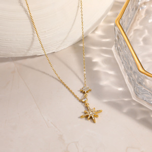 Collana con Ciondolo a Doppio Strato Landy <span class=keywords><strong>Polaris</strong></span> Northern <span class=keywords><strong>Star</strong></span> in Acciaio Inossidabile Placcato Oro con Zirconi per l'Estate - Product Image 3