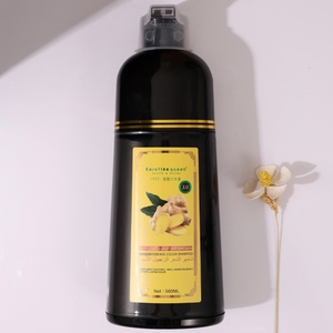 Shampoo colorant capillaire permanent noir gingembre 100% couvrant les cheveux gris - Product Image 1