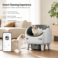 Bac à litière intelligent automatique pour chat en plastique avec caméra HD, contrôle par application, écologique, grande capacité, sécurité multi-capteurs, contrôle des odeurs