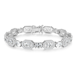 Bracelet tennis de luxe pour femme en moissanite plaqué or 18 carats, taille ovale, sertissage octogonal, bijoux de mariage - Product Image 2