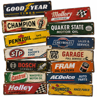 Vente en gros de panneaux de rue métalliques vintage, panneaux métalliques vintage sur le thème des équipes de course automobile, des voitures, des motos, de l'huile et du gaz, et décorations murales à suspendre.
