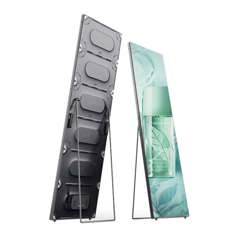 Ultra Slim interior p2.5 p3 portátil publicidad LED cartel Digital con soporte plegable