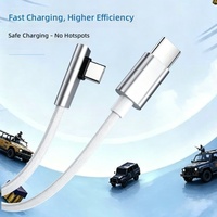 Kabel Data Dual-Type-C Ultra Tipis Bentuk Siku, Jalinan Nilon, Pengisian Cepat, Transfer Data, 1 Meter, Kompatibel Grosir