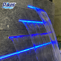 Fontaine d'eau rectangulaire en acrylique avec bande LED et couleur RVB pour la décoration de jardin, piscine, intérieur/extérieur - Design moderne