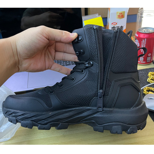 Bottes tactiques montantes en cuir marron DF023 pour hommes avec fermeture éclair, idéales pour la randonnée en extérieur – Vente en gros pour revendeurs - Product Image 5