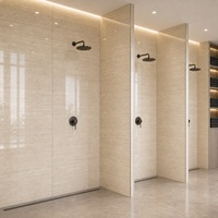 Panneau mural en marbre UV WYRAX 1220x2440mm 2.8mm aspect pierre travertin beige, imperméable, pour crédence de cuisine et mur de douche