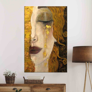 Quadro Verticale di <span class=keywords><strong>Gustav</strong></span> <span class=keywords><strong>Klimt</strong></span> 'Dipinto su Tela Dorata' Dipinto a Mano, Immagini Astratte da Parete per Decorazione Ingresso e Corridoio - Product Image 4