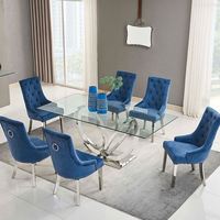 Ensemble de chaises de salle à manger pour hôtel et restaurant de luxe moderne avec structure en acier inoxydable et tissu en velours gris, meubles pour la maison