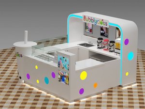 Eis-Kiosk-Design für Einkaufszentren: Frozen-Yogurt- und Kaffee-Verkaufsstand, Smoothie-Theke, moderne Getränke- und Burger-Präsentationsausstattung - Product Image 3