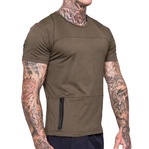 High Quality Activewear Workout Clothes Sports Wear Custom Fitness Apparel Bulk Men Gym Zipper <b>Pocket</b> Gym <b>t</b> <b>Shirts</b> - Product Image 3