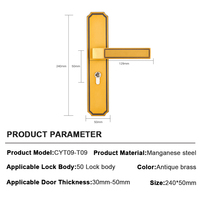 Poignées de porte en fer et acier, couleur laiton doré, serrures incluses, à prix abordable
