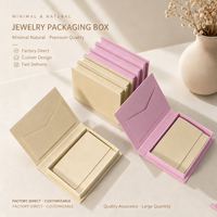 Boîte à bijoux magnétique à rabat en crème beige pour cartes VIP, avec pochette intérieure pour porte-cartes de remerciement - Vente en gros