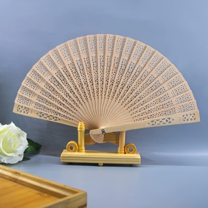 Éventail pliant artisanal en bambou naturel <span class=keywords><strong>personnalisé</strong></span>, gravure de logo sur mesure, 20,5x35cm, pour mariage et fête - Product Image 6
