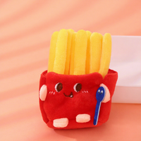 Porte-clés en peluche mignon et moelleux en forme de nourriture simulée (burger, frites, pain) pour filles - Vente en gros