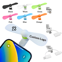 Vente en Gros Usine Mini Ventilateur Portable et Personnalisable 2-en-1 3-en-1 USB pour Téléphone iPhone et Android Type-C, Cadeaux Publicitaires