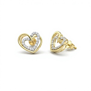 <b>Heart</b> Shape 18K 14K Gold Plated <b>Silver</b> <b>Earrings</b> with Round Brilliant Cut CVD Diamonds Fine Jewelry <b>Earring</b> Stud Gift for Women - Product Image 2