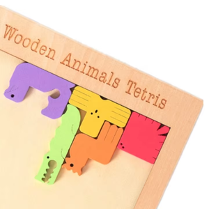 Bằng Gỗ Giáo Dục Câu Đố Cho Trẻ Em Động Vật Theo Chủ Đề Tetris Phong Cách Ghép Hình, Sáng Tạo Phim Hoạt Hình Hình Đầy Màu Sắc Thông Minh Đồ Chơi - Product Image 3