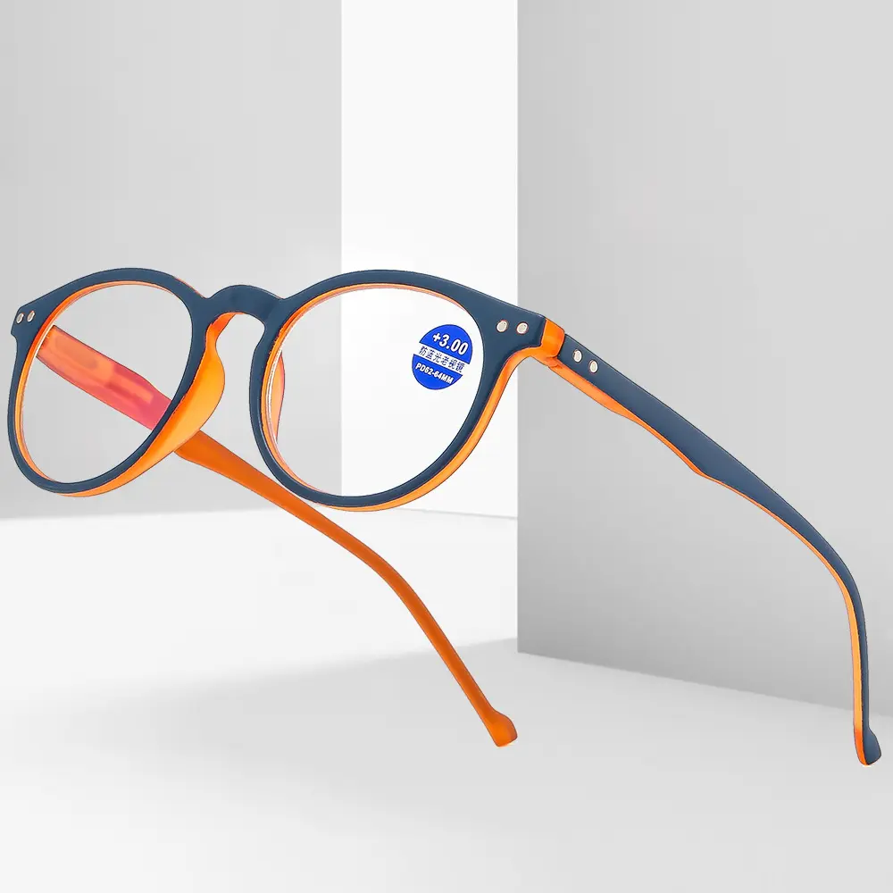 Retro klasik bilgisayar gözlükleri erkek turuncu yuvarlak erkek gözlük çerçeve optik mavi ışık okuma gözlüğü gözlük