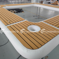 Muelle flotante inflable portátil, balsa de agua para nadar, plataforma, piscina de mar, Isla con Red