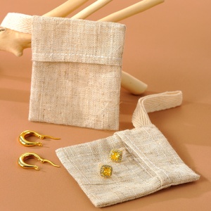Sac à bijoux en lin et coton naturel avec logo personnalisé, emballage cadeau, petit sac à poussière pour bijoux, sac à bijoux personnalisé écologique en lin - Product Image 1