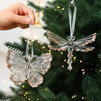 Nouvelles décorations de Noël populaires transparentes, pendentifs flocons de neige et cerfs de Noël, ornements de Noël de haute qualité
