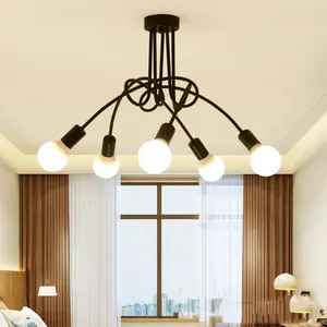 北欧天花板E27黑色/金色/白色发光二极管现代吊灯爱迪生灯泡卧室客厅灯室内灯具